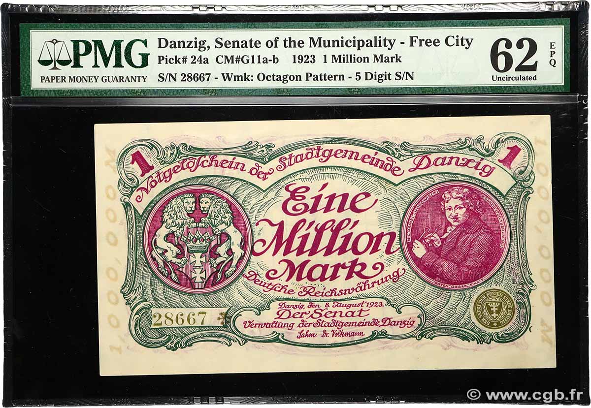 1 Million Mark DANTZIG  1923 P.24a pr.NEUF