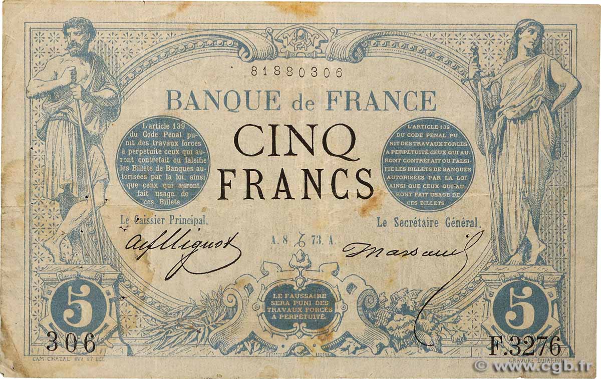 5 Francs NOIR FRANCE  1873 F.01.24 TB