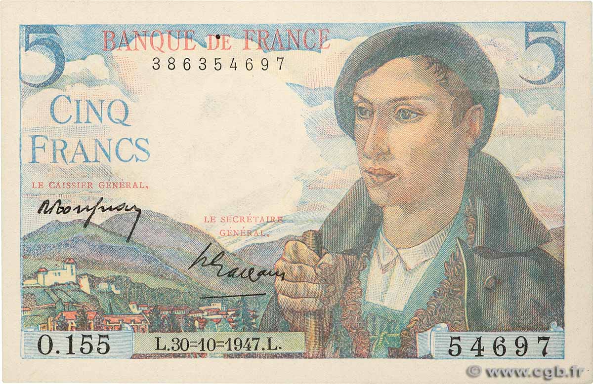 5 Francs BERGER FRANCE  1947 F.05.07 XF+