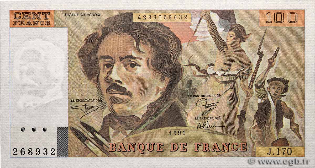 100 Francs DELACROIX imprimé en continu FRANCE  1991 F.69bis.03a1a pr.NEUF