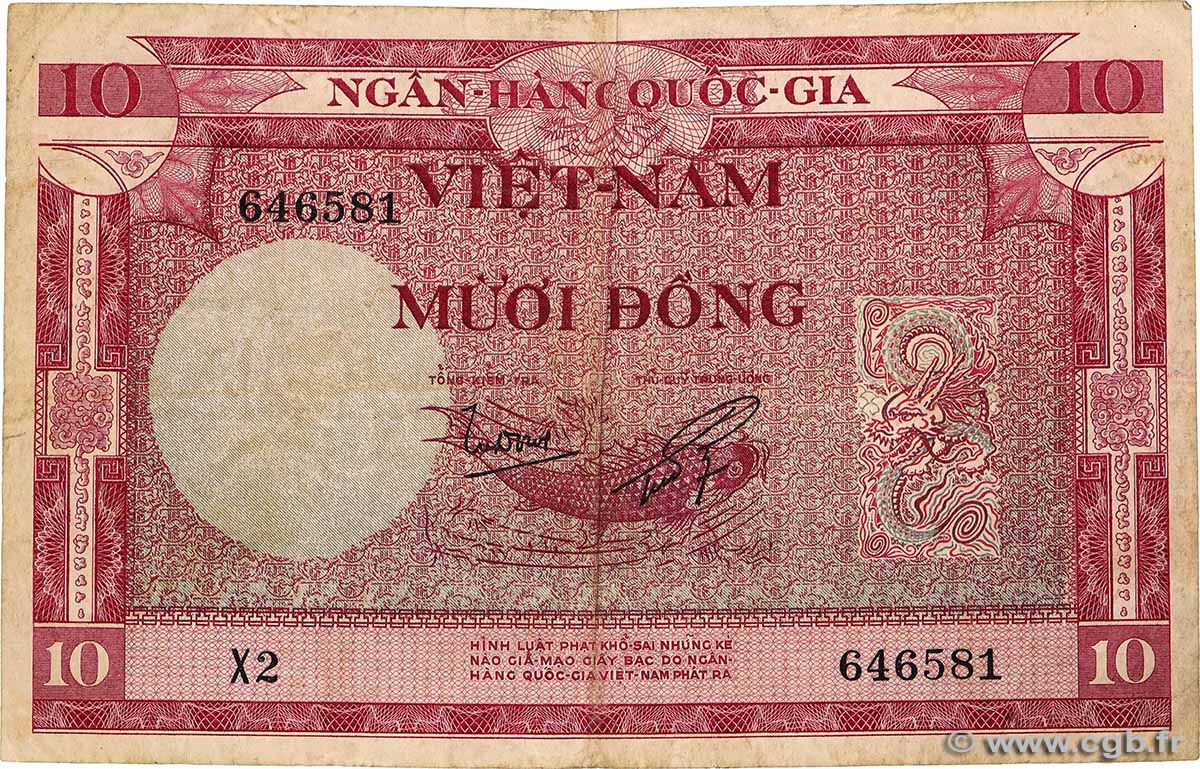10 Dong VIET NAM SOUTH  1955 P.03a F
