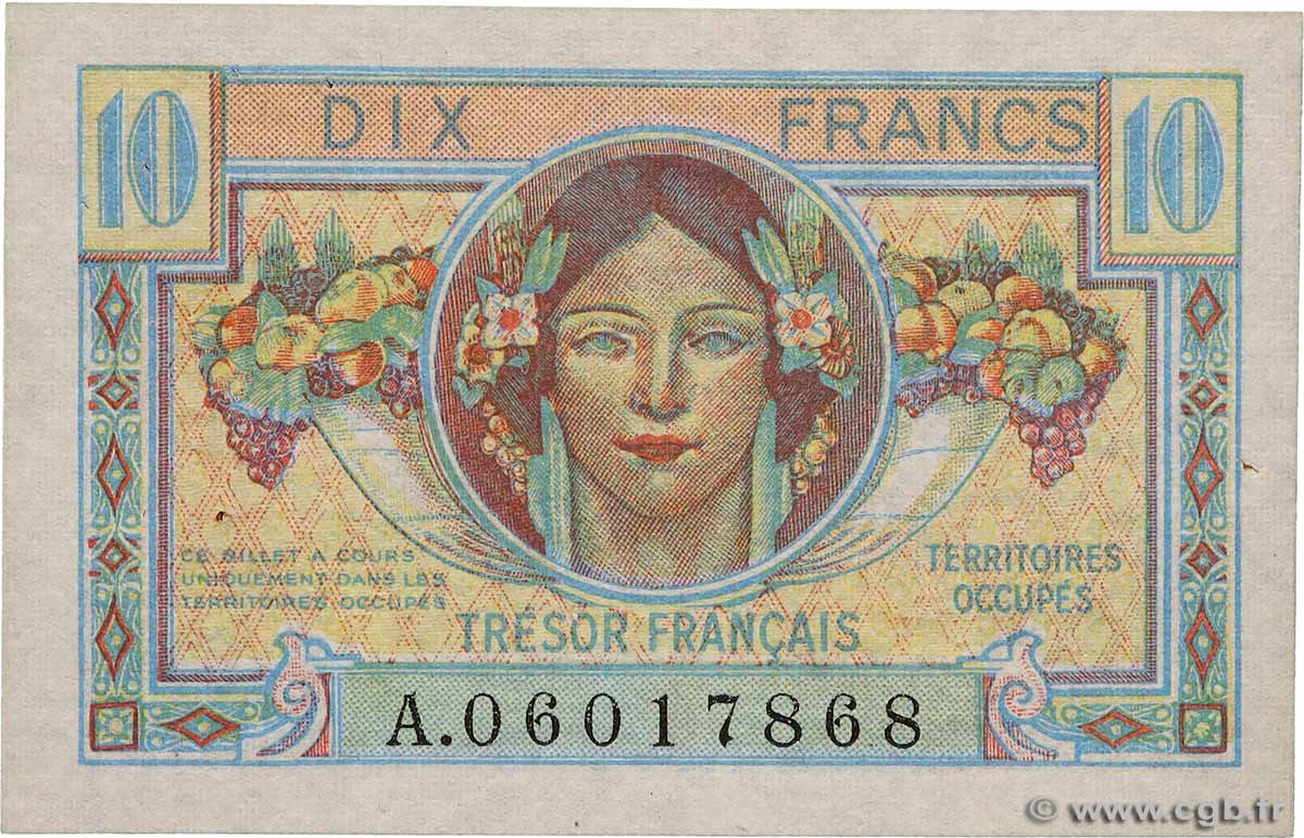 10 Francs TRÉSOR FRANÇAIS FRANCE  1947 VF.30.01 XF-