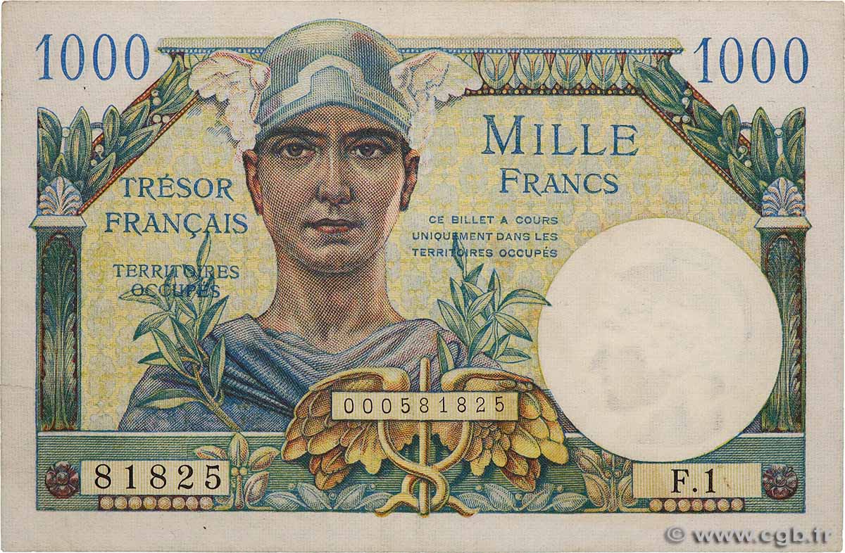 1000 Francs TRÉSOR FRANÇAIS FRANCIA  1947 VF.33.01 EBC