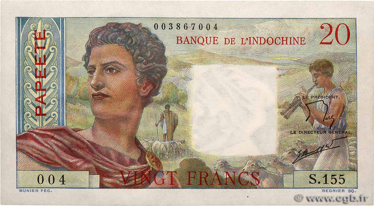 20 Francs TAHITI  1960 P.21c UNC-