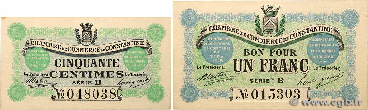 50 Centimes et 1 Franc Lot ALGÉRIE Constantine 1915 JP.140.03 et JP.140.04 SPL