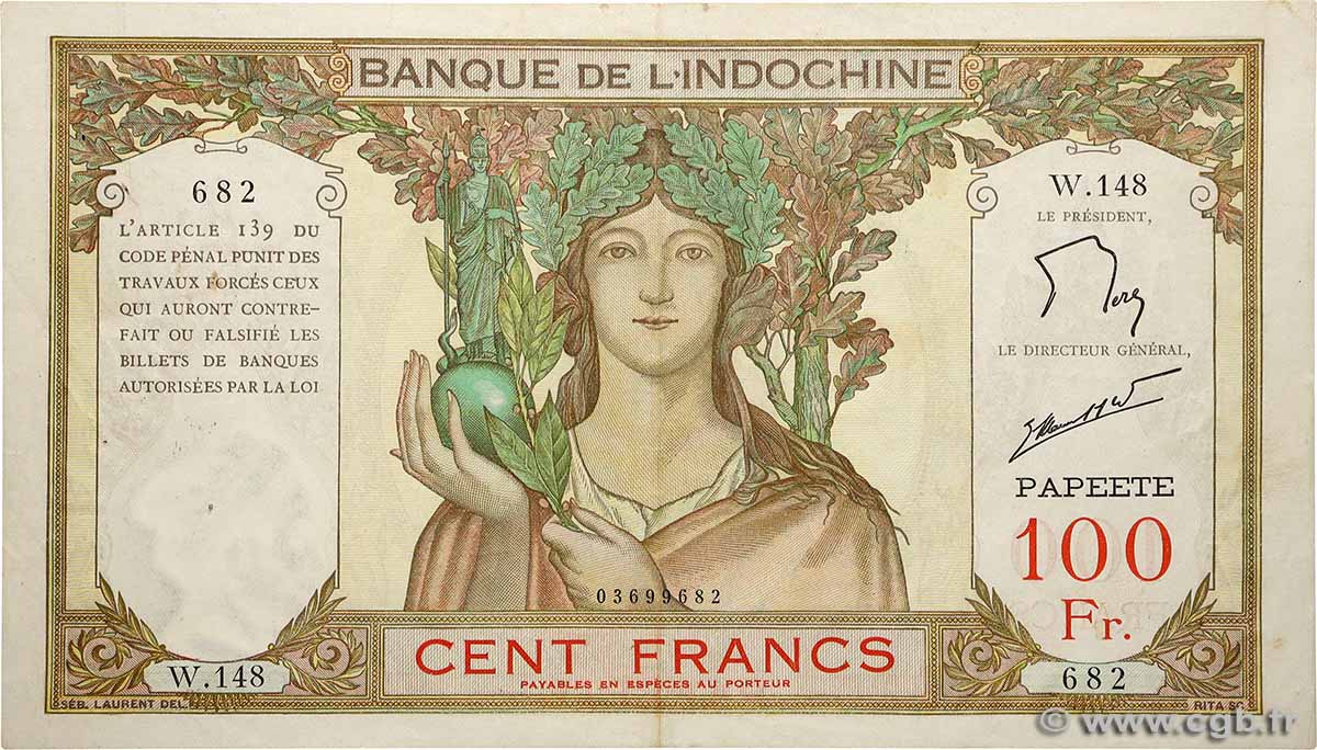 100 Francs TAHITI  1961 P.14d pr.SUP