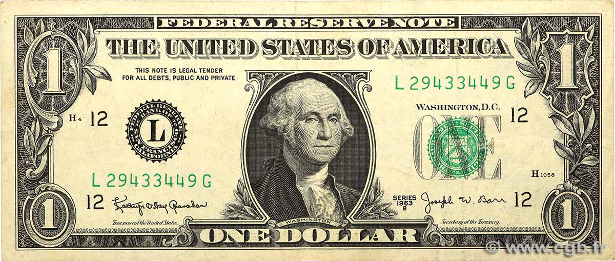 1 Dollar UNITED STATES OF AMERICA San Francisco 1963 P.443c VF