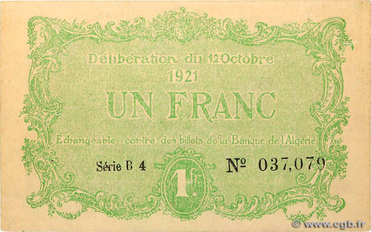 1 Franc ALGERIA Constantine 1921 JP.140.34 SPL