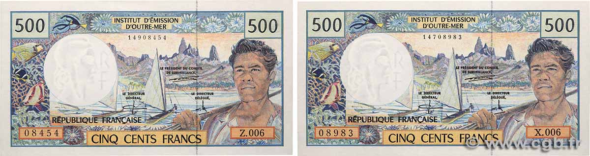 500 Francs Lot POLYNÉSIE, TERRITOIRES D&nbsp;OUTRE MER  1992 P.01c pr.NEUF