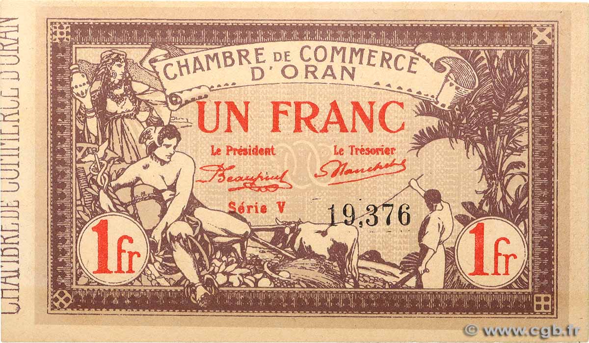 1 Franc ALGERIEN Oran 1920 JP.141.23 ST
