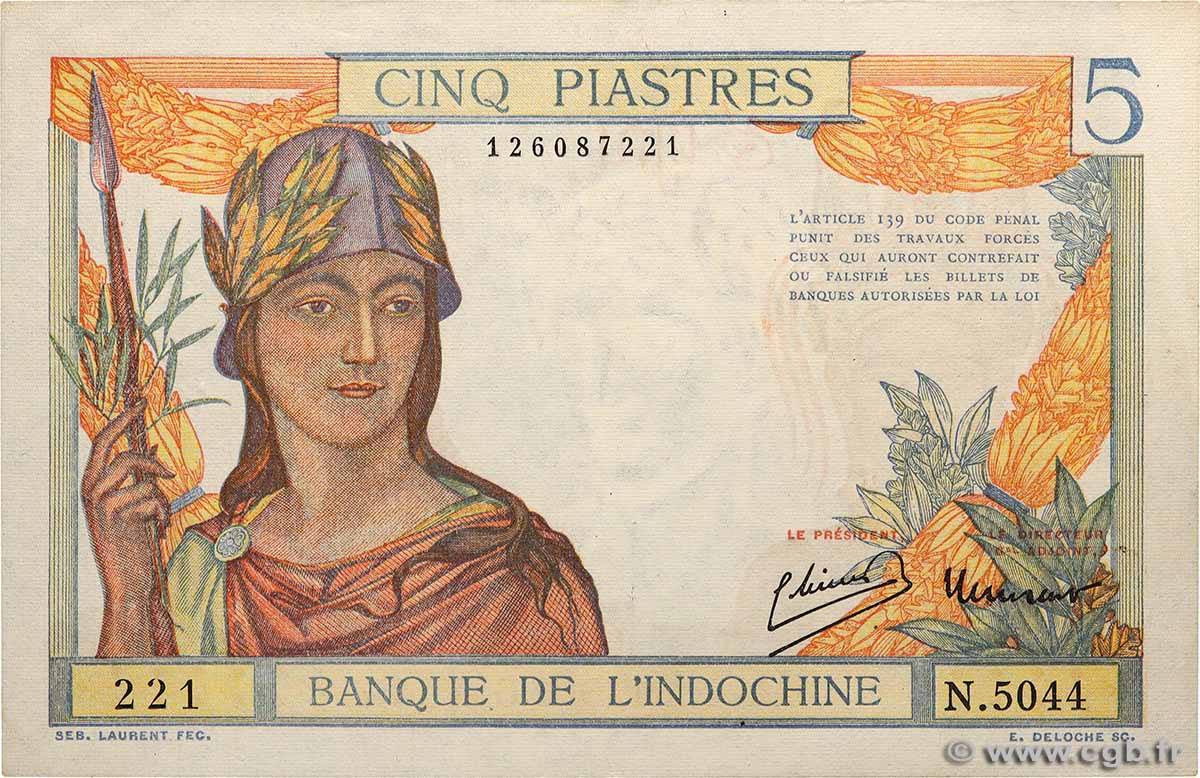 5 Piastres INDOCHINE FRANÇAISE  1949 P.055d SUP