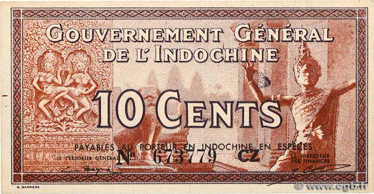 10 Cents FRENCH INDOCHINA  1939 P.085d AU+