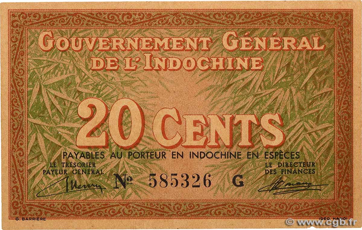 20 Cents INDOCHINE FRANÇAISE  1939 P.086a SPL