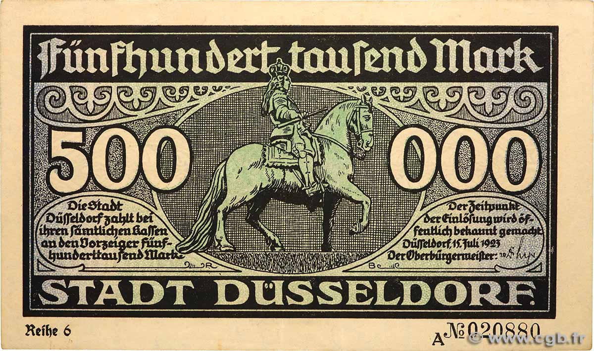 500000 Mark GERMANY Düsseldorf 1923  XF+