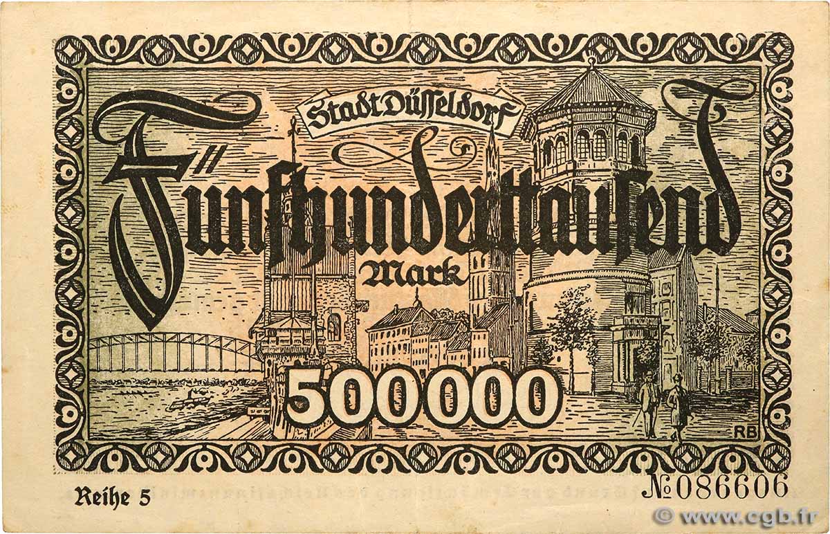 500000 Mark GERMANY Düsseldorf 1923 P.- XF