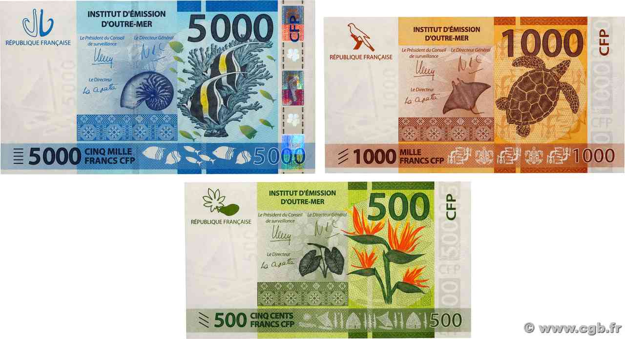 500 au 5000 Francs Lot POLYNÉSIE, TERRITOIRES D&nbsp;OUTRE MER  2014 P.05 au P.07 NEUF