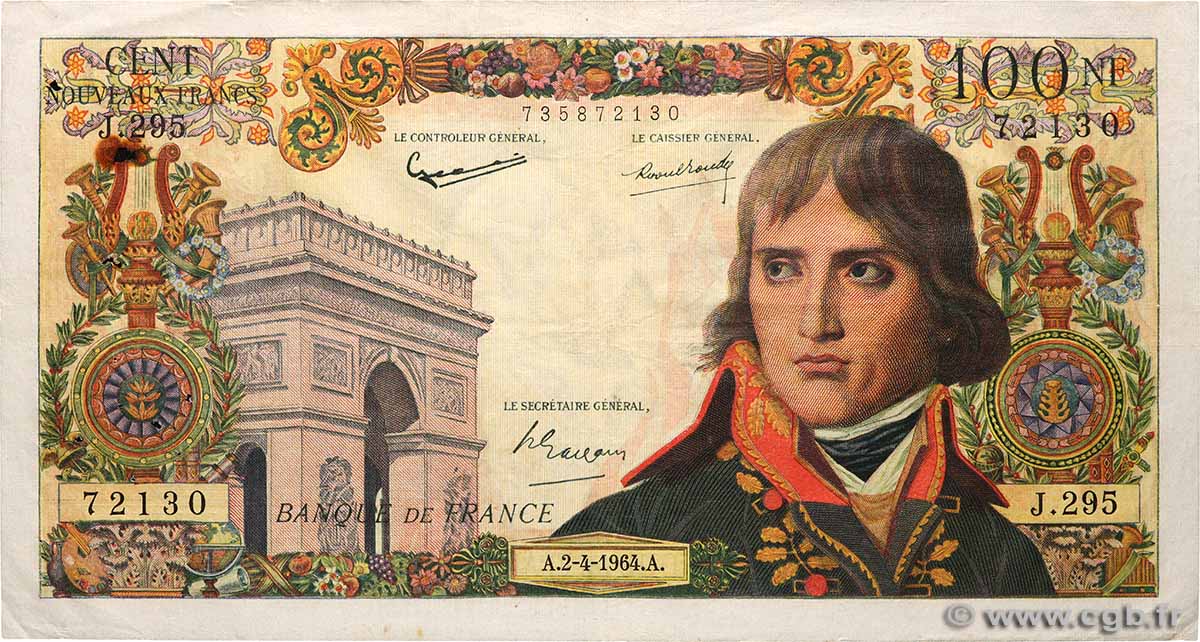100 Nouveaux Francs BONAPARTE FRANKREICH  1964 F.59.26 fSS