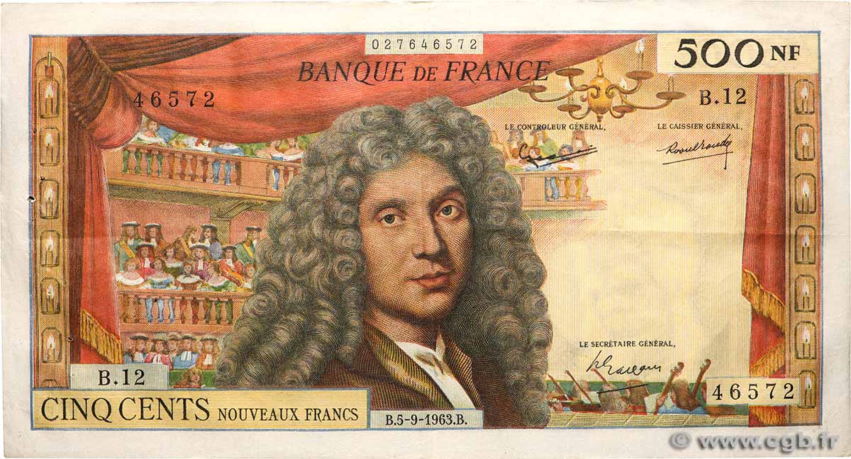 500 Nouveaux Francs MOLIÈRE FRANCE  1963 F.60.05 TTB+