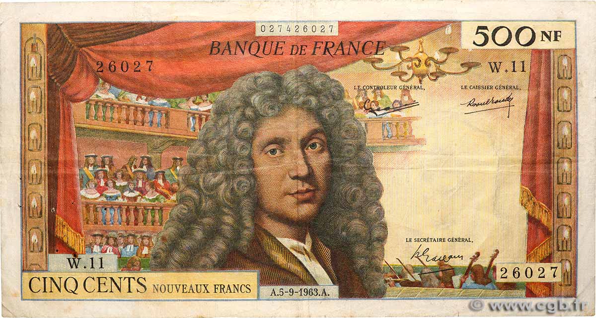 500 Nouveaux Francs MOLIÈRE FRANCE  1963 F.60.05 TB