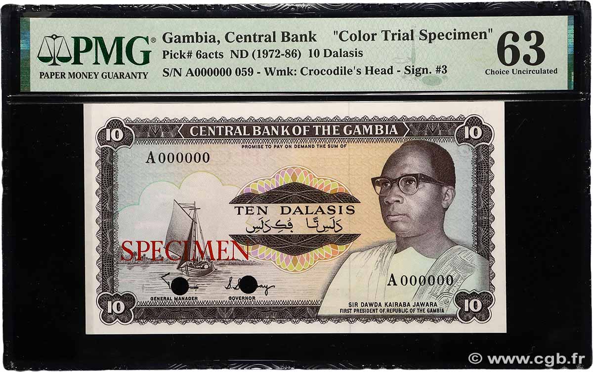 10 Dalasis Spécimen GAMBIA  1972 P.06acts UNC-