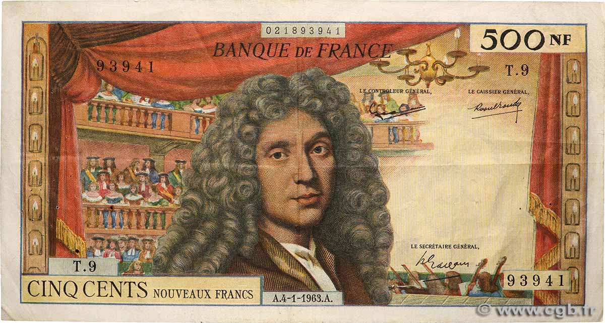 500 Nouveaux Francs MOLIÈRE FRANCE  1963 F.60.04 TB