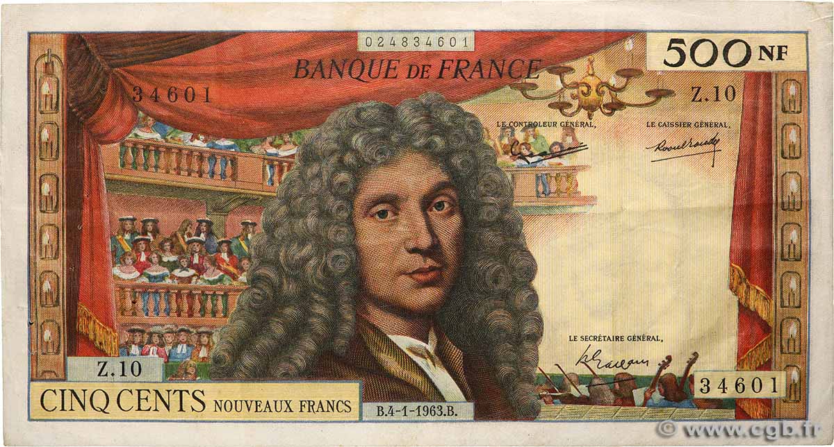 500 Nouveaux Francs MOLIÈRE FRANCE  1963 F.60.04 TTB
