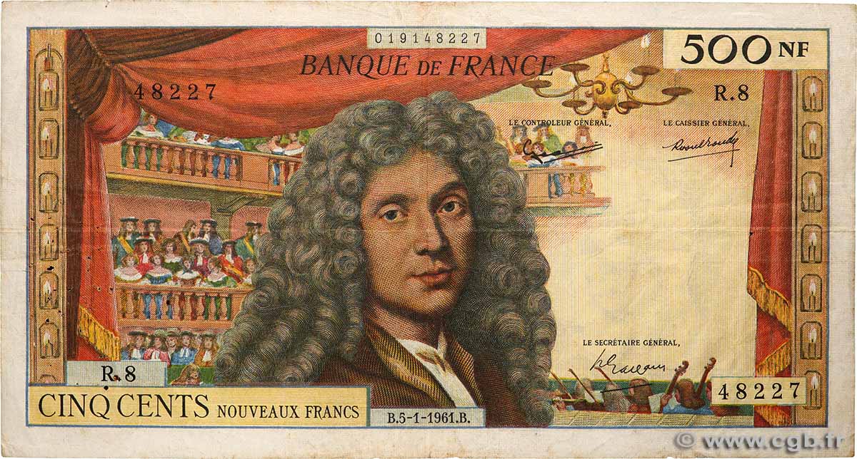 500 Nouveaux Francs MOLIÈRE FRANCE  1961 F.60.03 TB