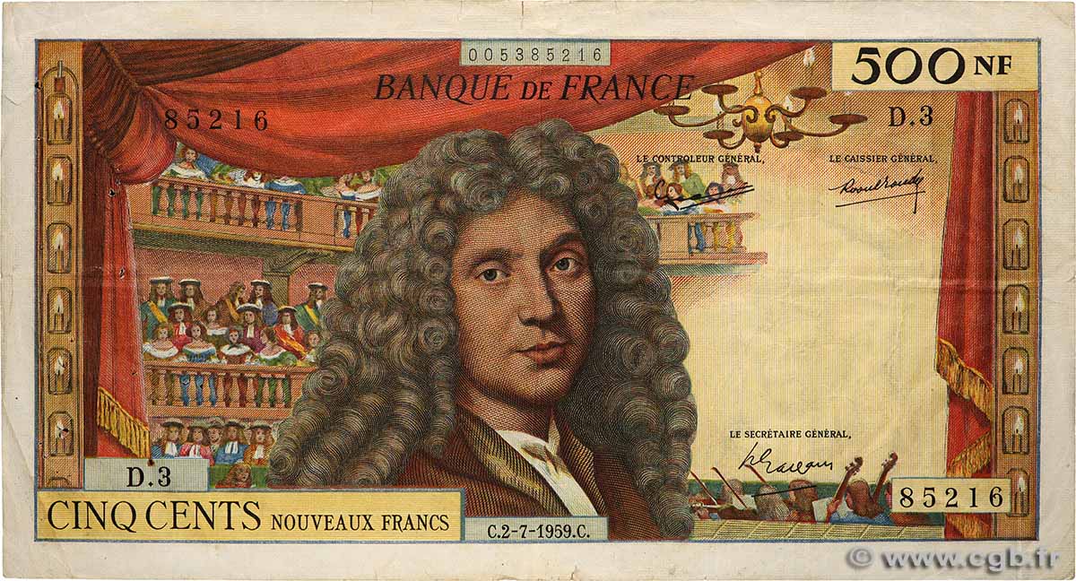 500 Nouveaux Francs MOLIÈRE FRANKREICH  1959 F.60.01 S