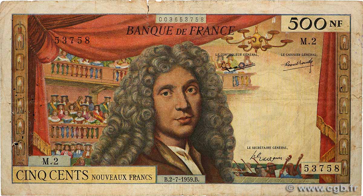 500 Nouveaux Francs MOLIÈRE FRANKREICH  1959 F.60.01 fS