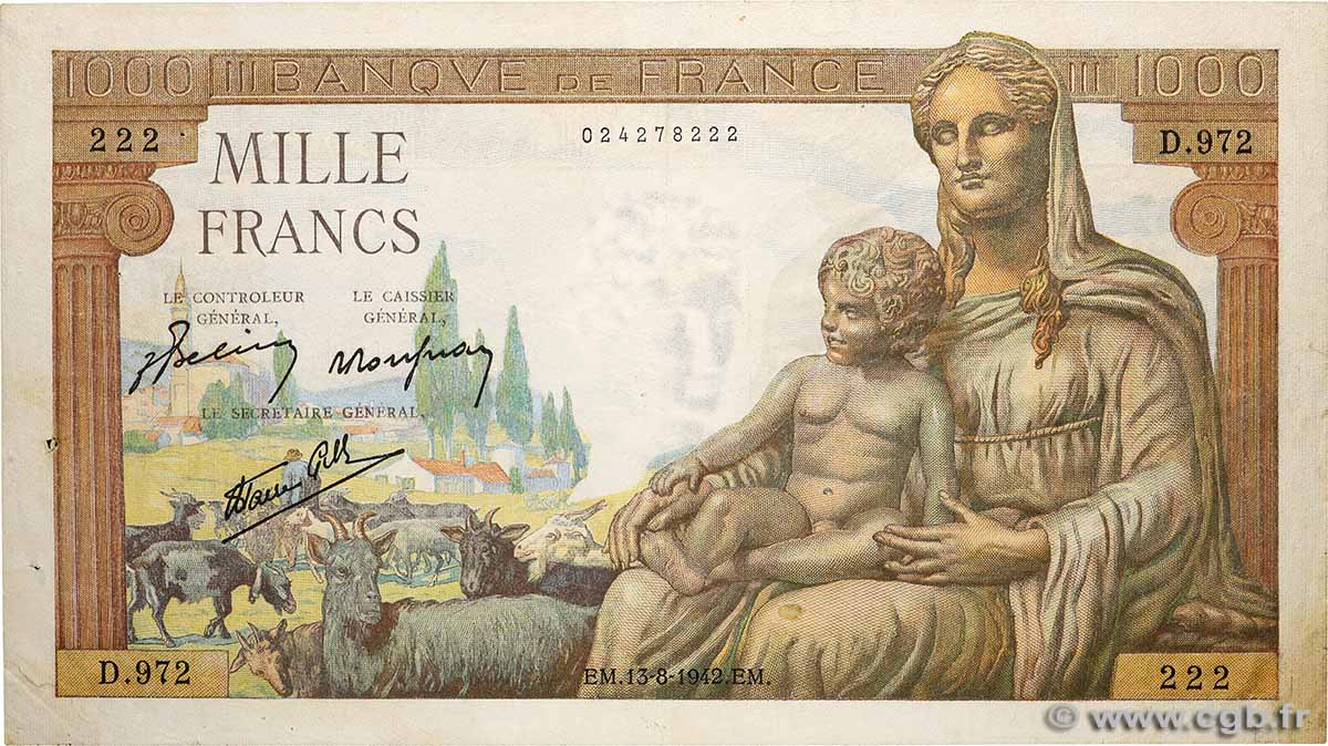 1000 Francs DÉESSE DÉMÉTER FRANCIA  1942 F.40.04 BB