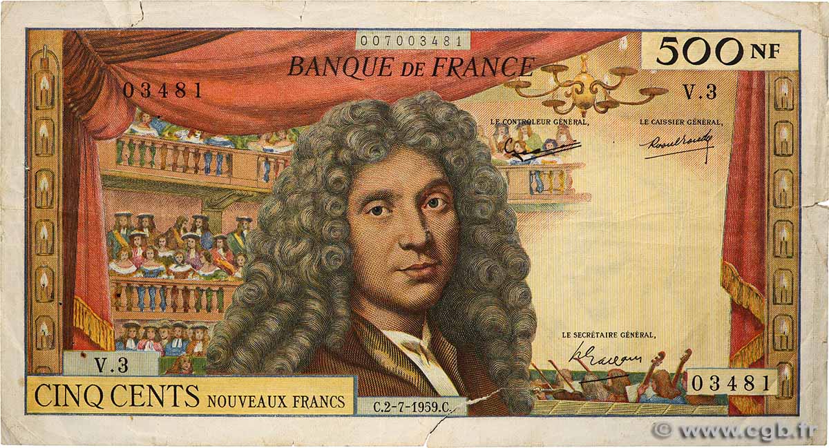 500 Nouveaux Francs MOLIÈRE FRANKREICH  1959 F.60.01 fS