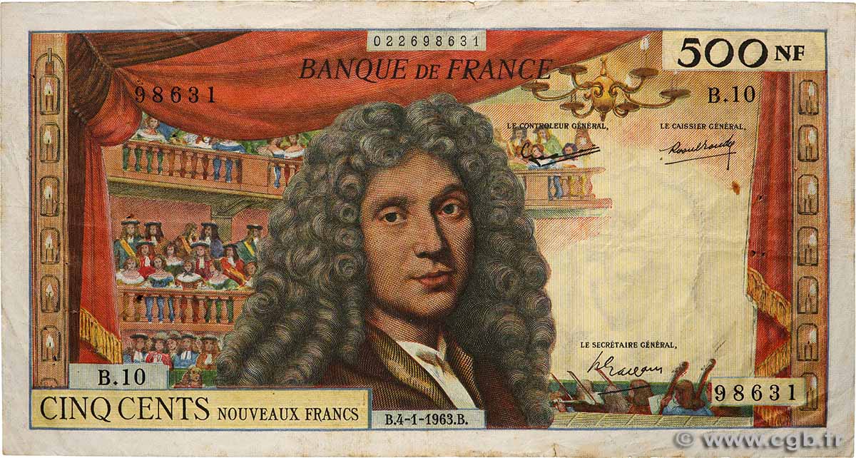 500 Nouveaux Francs MOLIÈRE FRANKREICH  1963 F.60.04 S