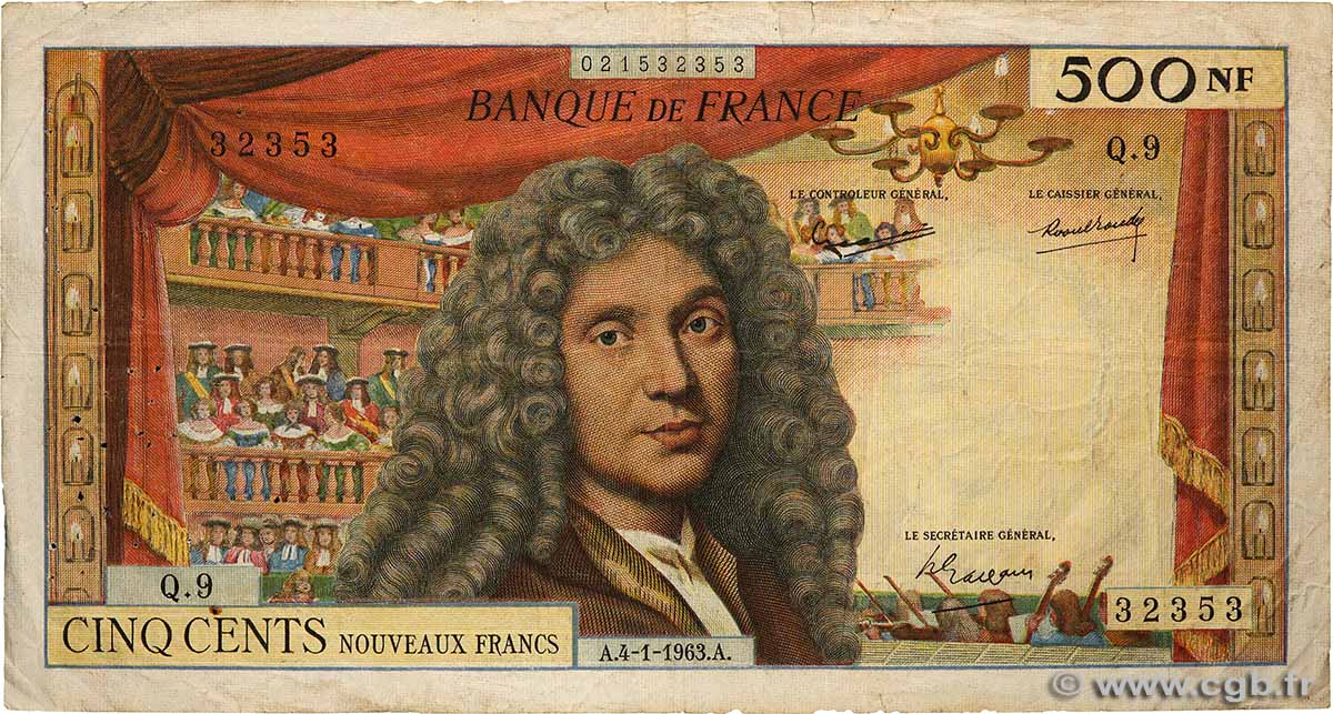 500 Nouveaux Francs MOLIÈRE FRANKREICH  1963 F.60.04 fS