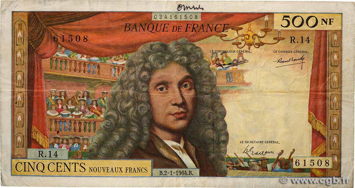 500 Nouveaux Francs MOLIÈRE FRANCIA  1964 F.60.06 BC