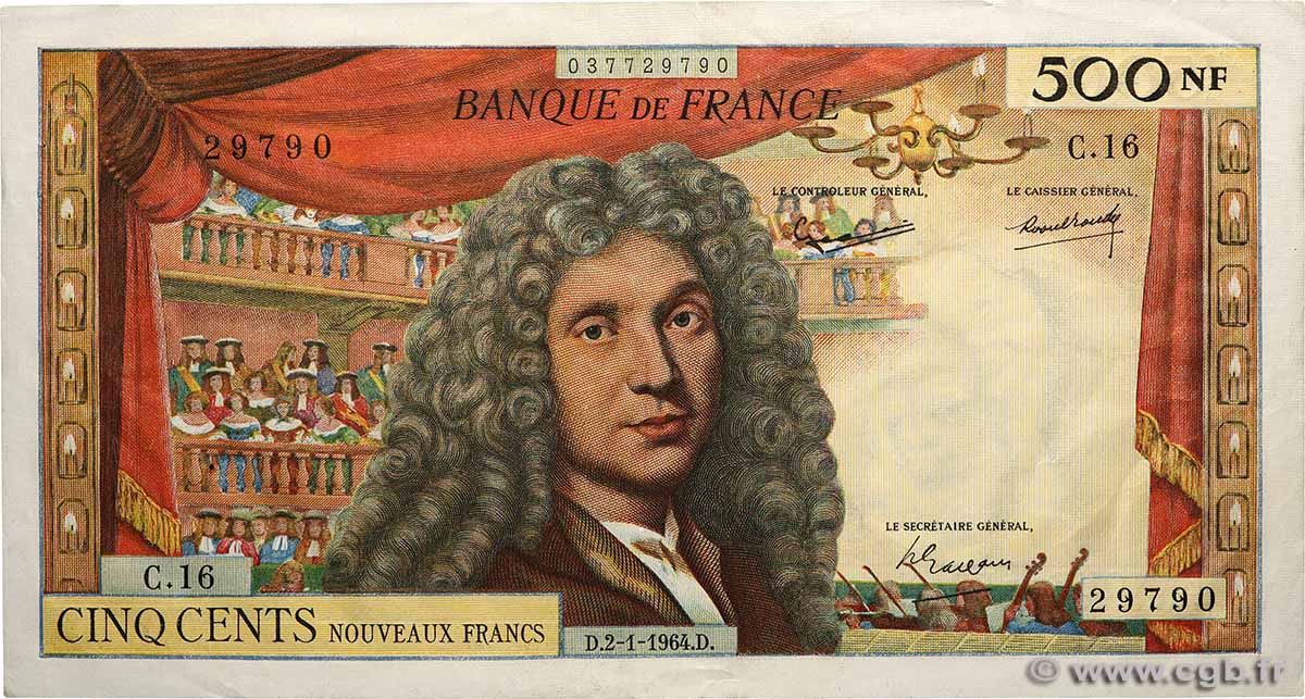 500 Nouveaux Francs MOLIÈRE FRANKREICH  1964 F.60.06 fVZ