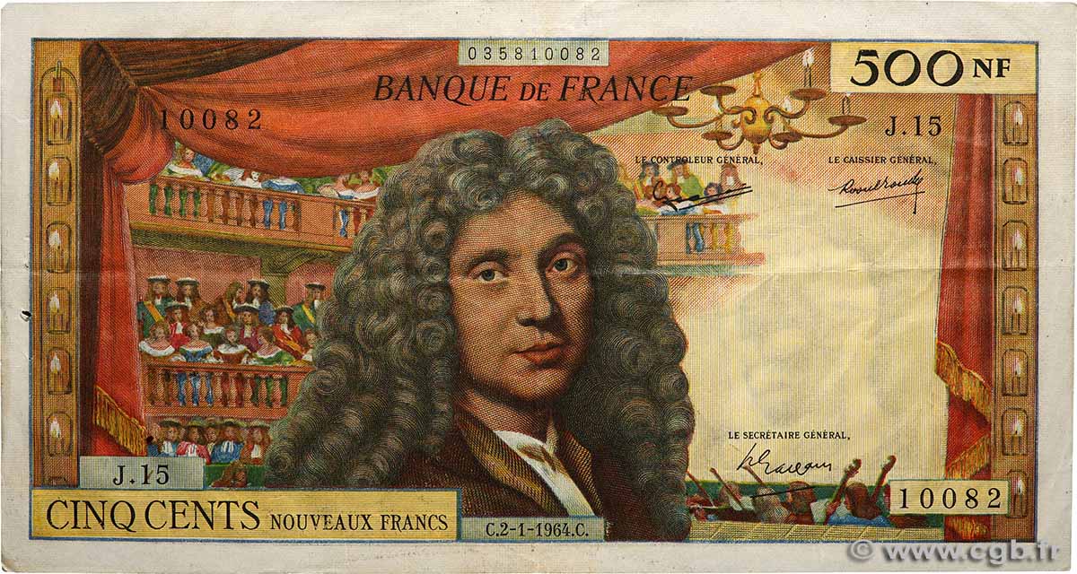 500 Nouveaux Francs MOLIÈRE FRANCIA  1964 F.60.06 BB
