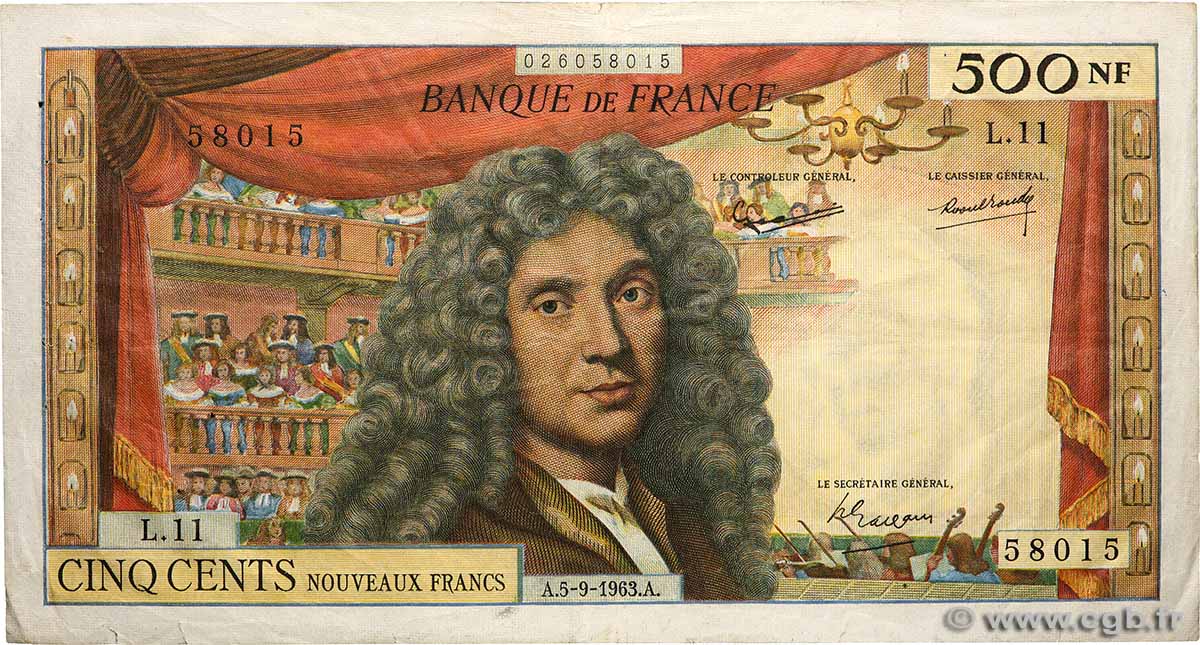 500 Nouveaux Francs MOLIÈRE FRANKREICH  1963 F.60.05 fSS