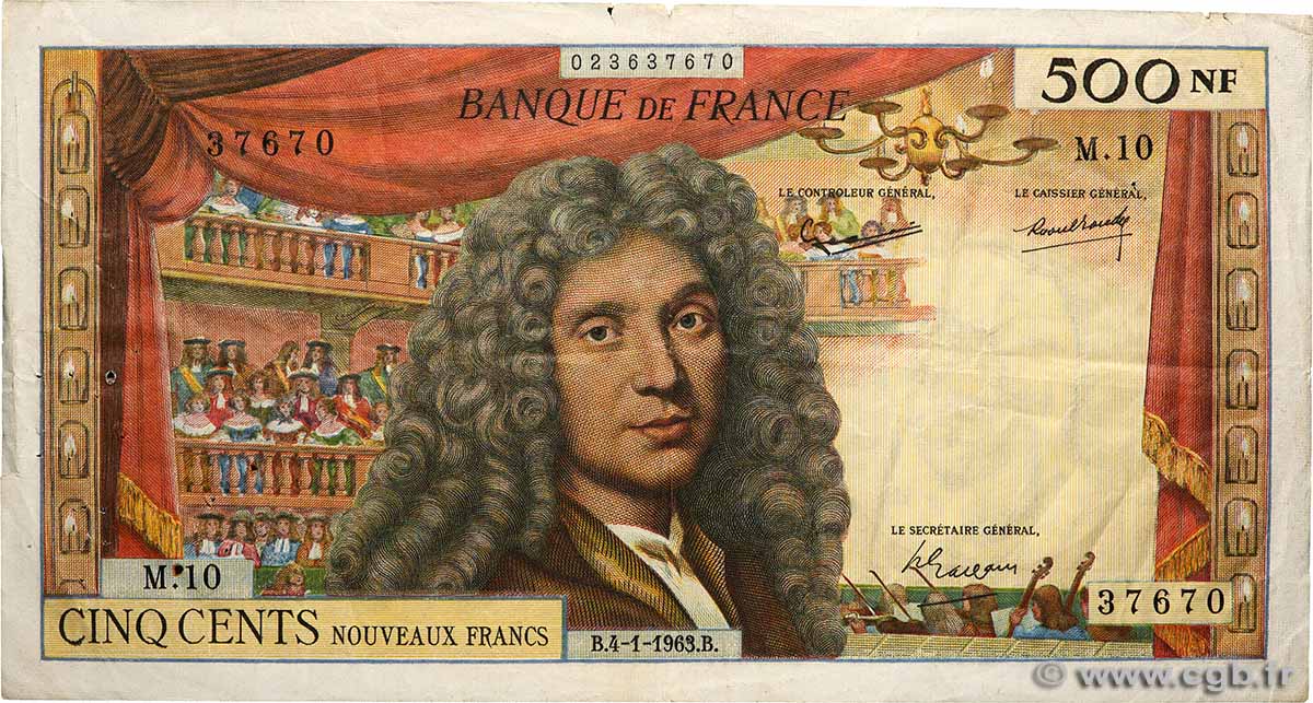 500 Nouveaux Francs MOLIÈRE FRANCE  1963 F.60.04 TB