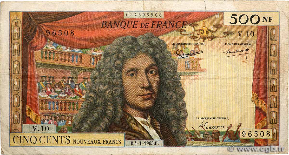 500 Nouveaux Francs MOLIÈRE FRANCE  1963 F.60.04 TB