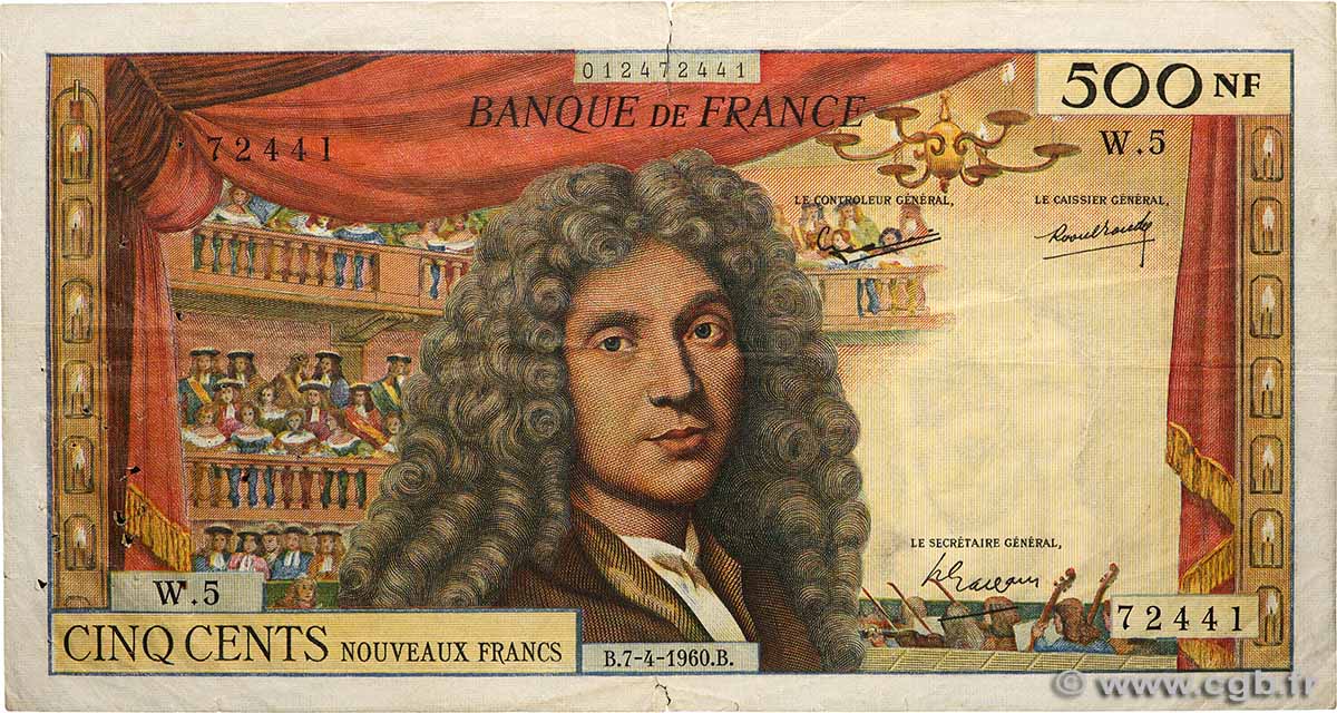 500 Nouveaux Francs MOLIÈRE FRANKREICH  1960 F.60.02 S