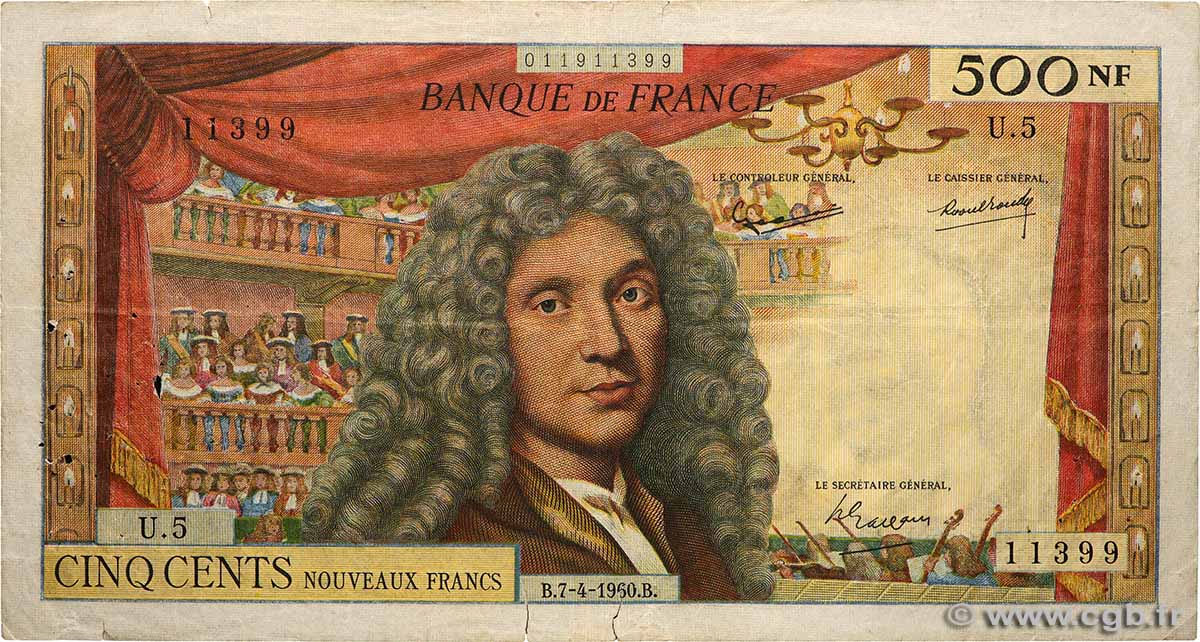 500 Nouveaux Francs MOLIÈRE FRANKREICH  1960 F.60.02 S