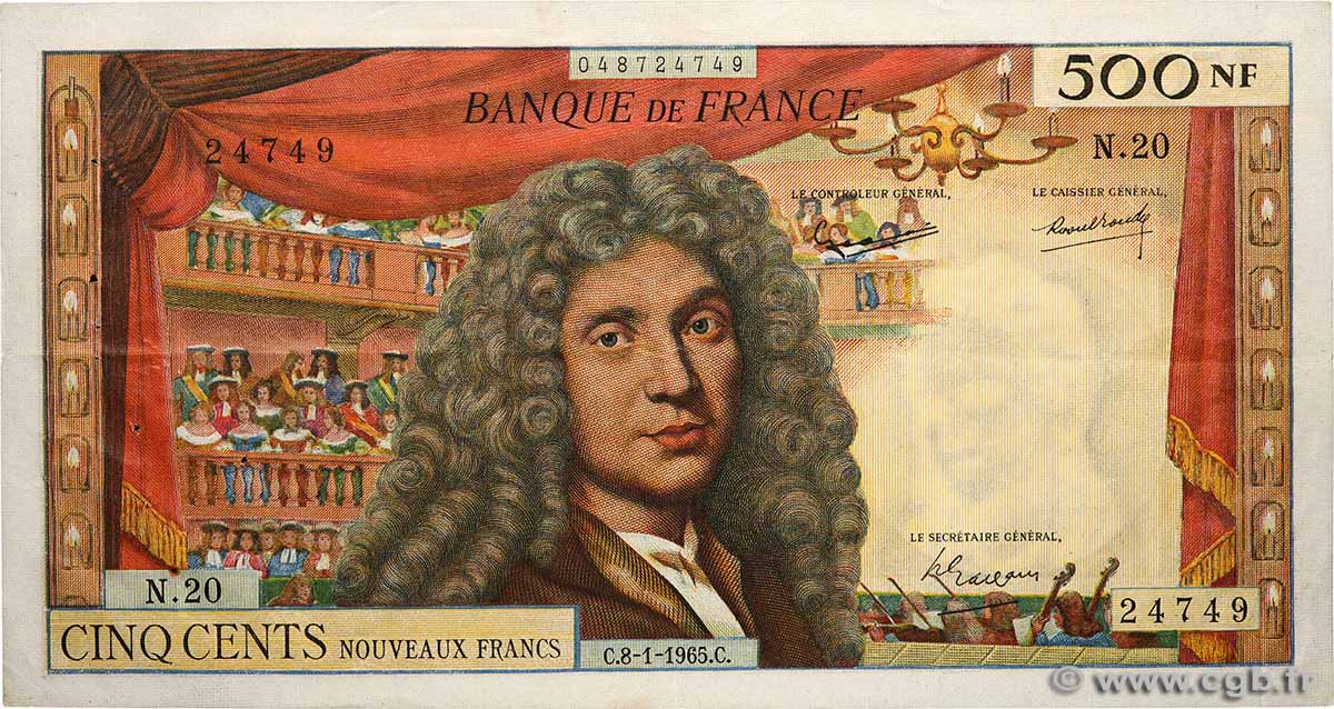 500 Nouveaux Francs MOLIÈRE FRANCE  1965 F.60.08 TTB