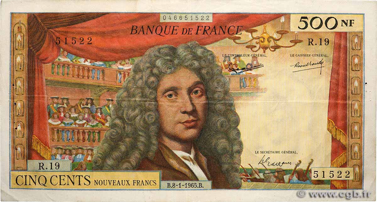 500 Nouveaux Francs MOLIÈRE FRANKREICH  1965 F.60.08 fSS