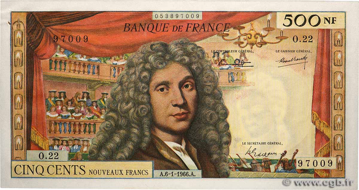 500 Nouveaux Francs MOLIÈRE FRANKREICH  1966 F.60.09 VZ+