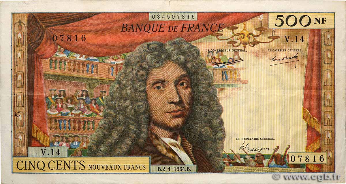 500 Nouveaux Francs MOLIÈRE FRANKREICH  1964 F.60.06 fSS