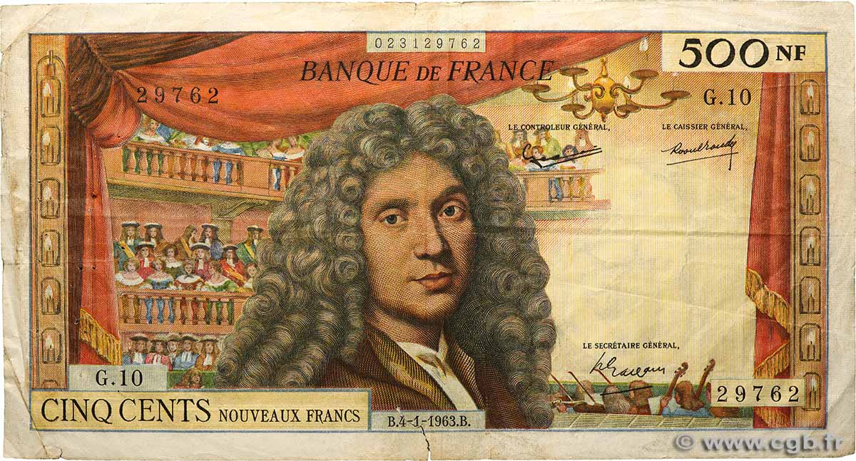 500 Nouveaux Francs MOLIÈRE FRANKREICH  1963 F.60.04 S