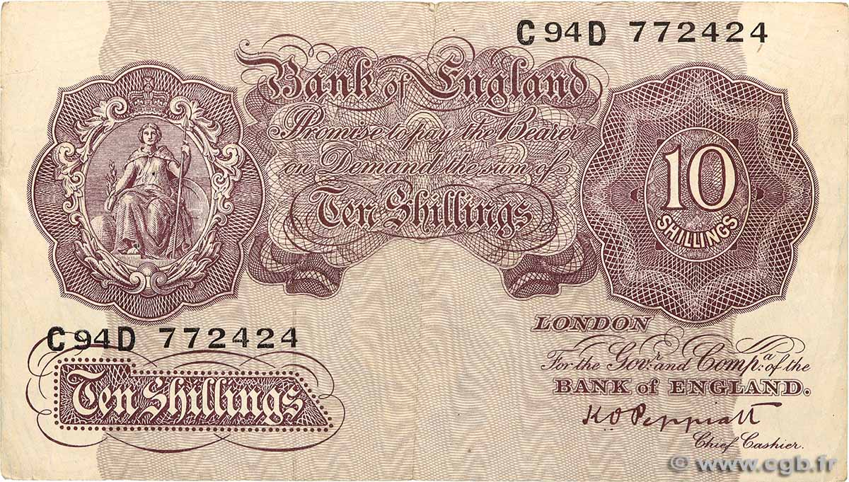 10 Shillings ENGLAND  1940 P.366 F+