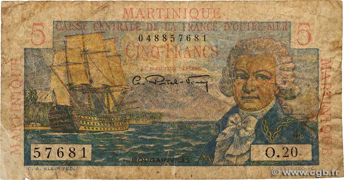 5 Francs Bougainville MARTINIQUE  1946 P.27 G