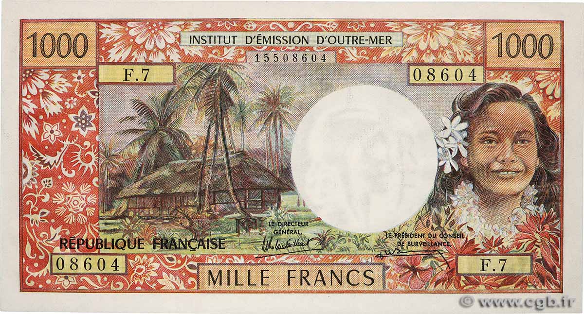 1000 Francs TAHITI  1985 P.27d1 UNC