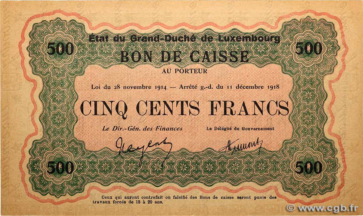 500 Francs Non émis LUXEMBURG  1919 P.33a fST+